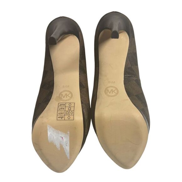 Michael Kors Monogram MK High Heel Shoe Pump Brown Womens Size US 8.5 M - Picture 5 of 10